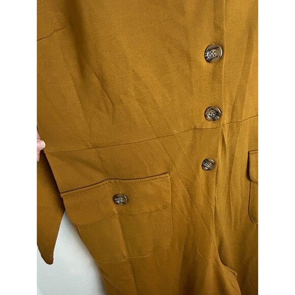 Mod X Womens 3X Mustard Belted Button Up Stretchy Jumpsuit - Picture 11 of 16
